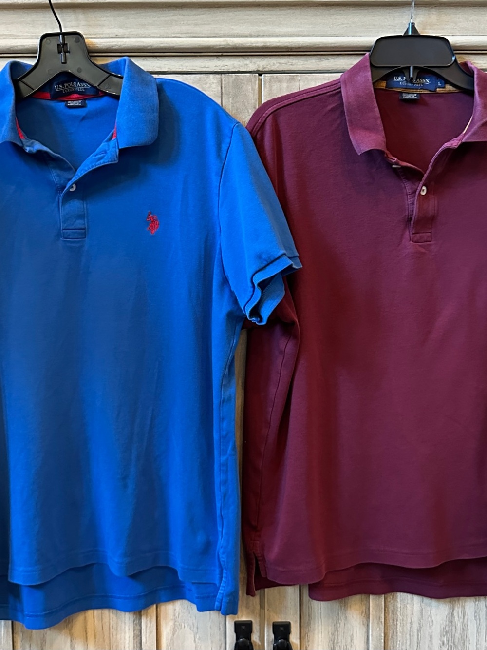 U.S. Polo Association Men’s Bundle Lot 2 Polo Shirts Large L Blue Maroon Top